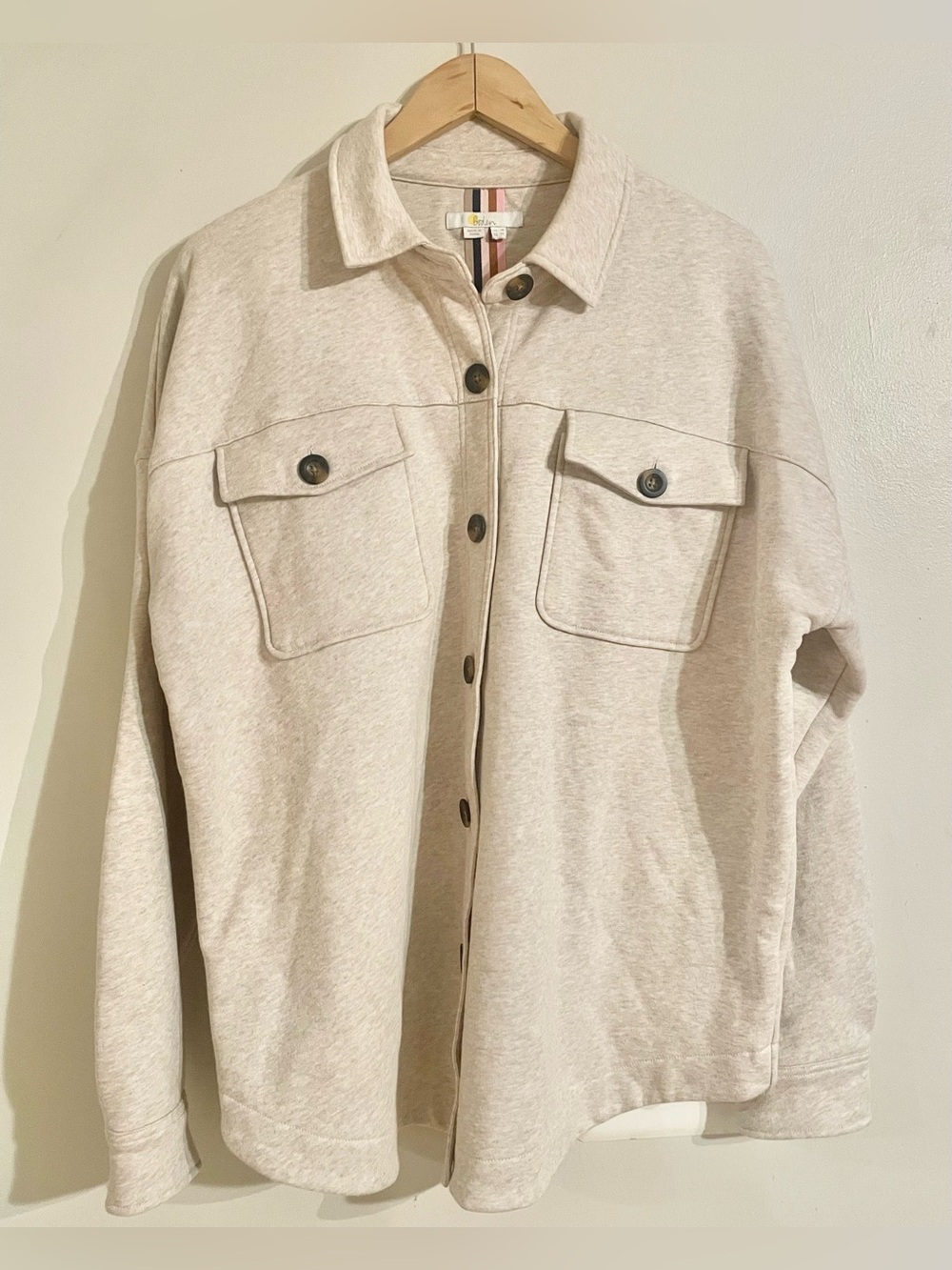 Boden Utility Chore Jacket Shirt Jacket Oatmeal Beige Size 14- EUC